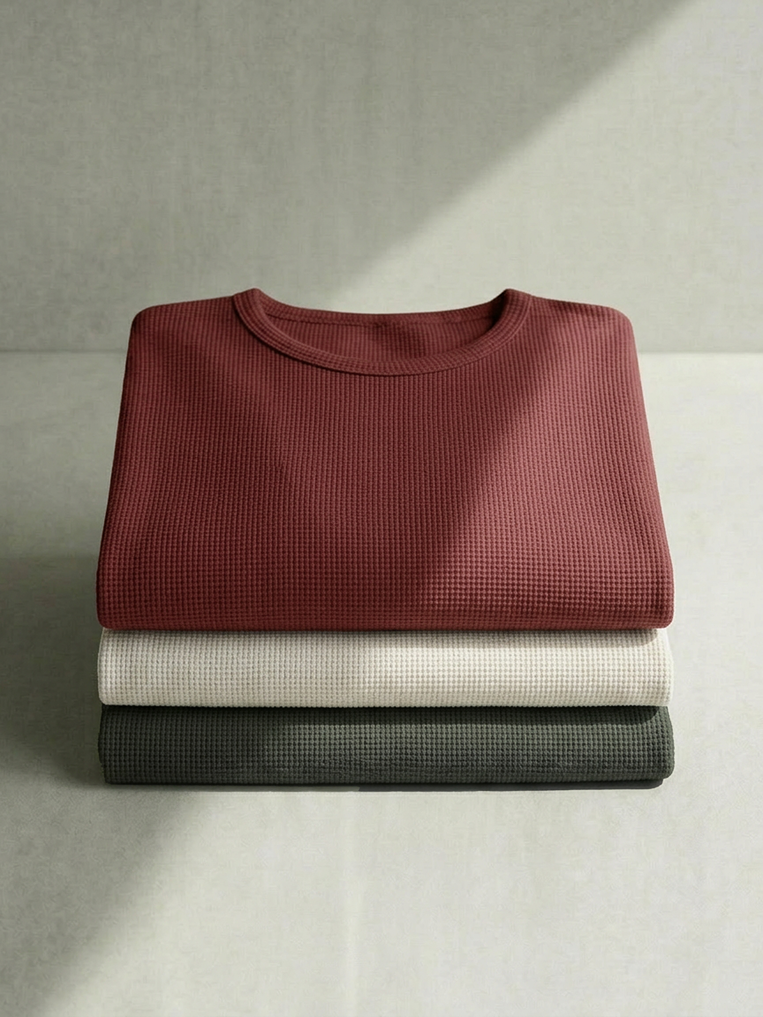 WAFFLE MERINO T-SHIRT Bordeaux