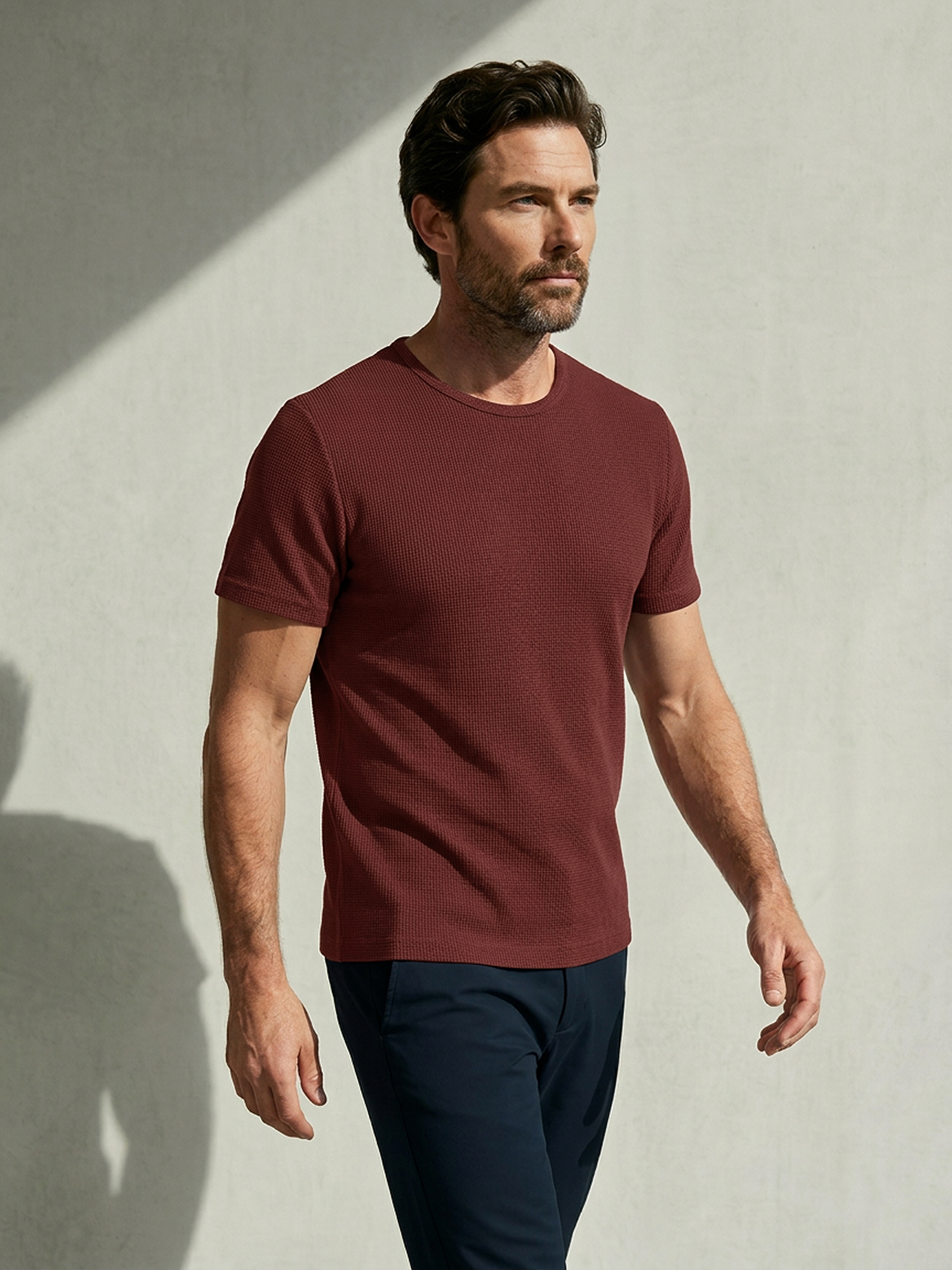 WAFFLE MERINO T-SHIRT Bordeaux
