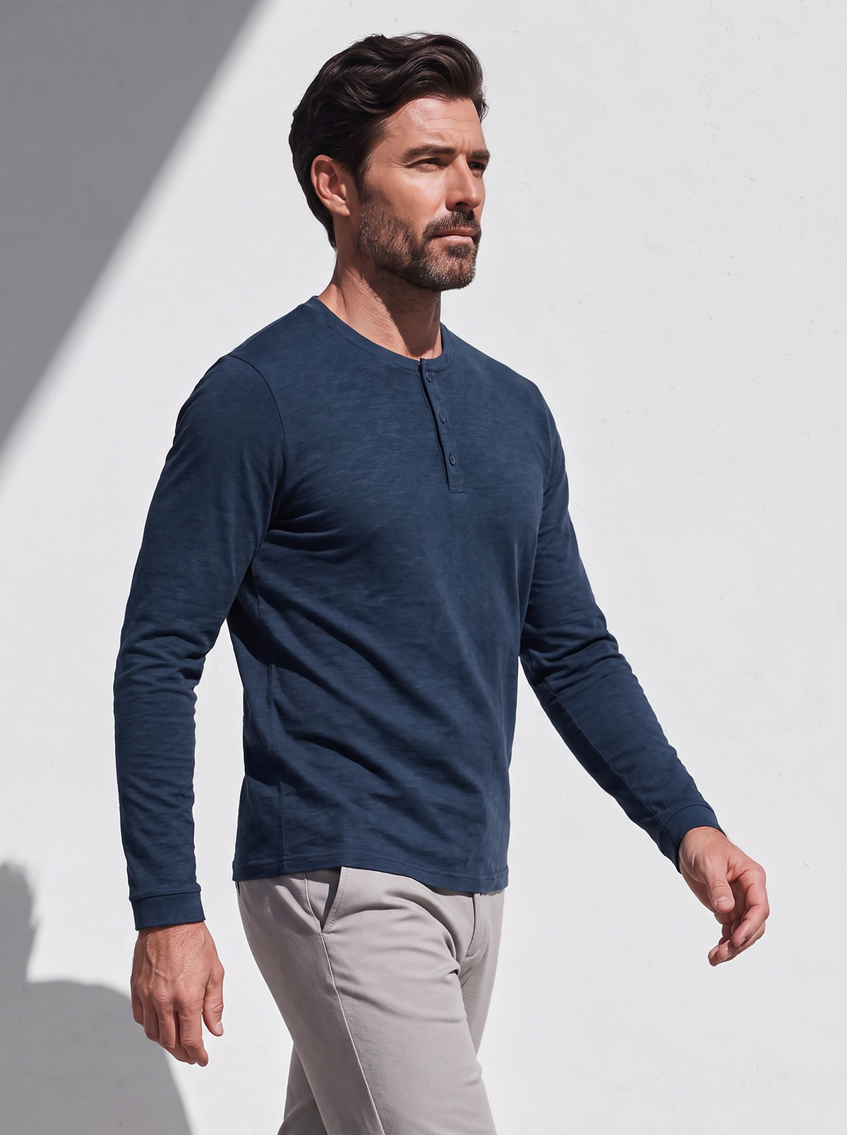 PERFORMANCE MERINO LONG SLEEVES HENLEY bleu pétrole