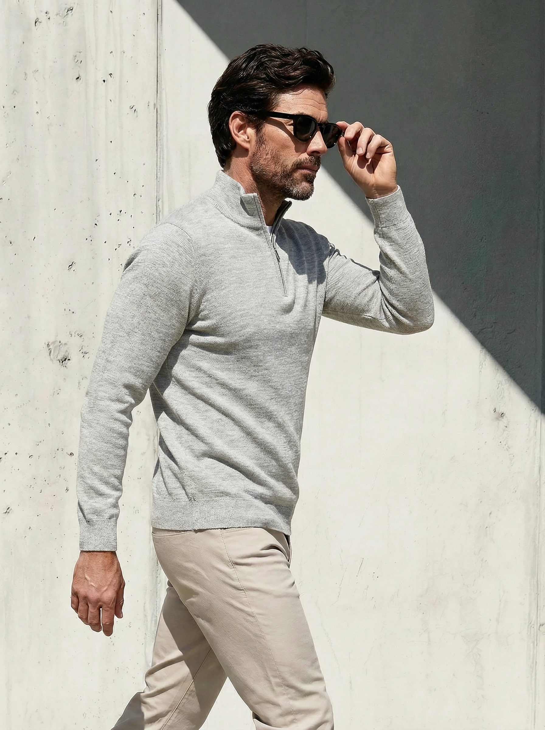 ULTRA MERINO ZIP PULLOVER Gris clair