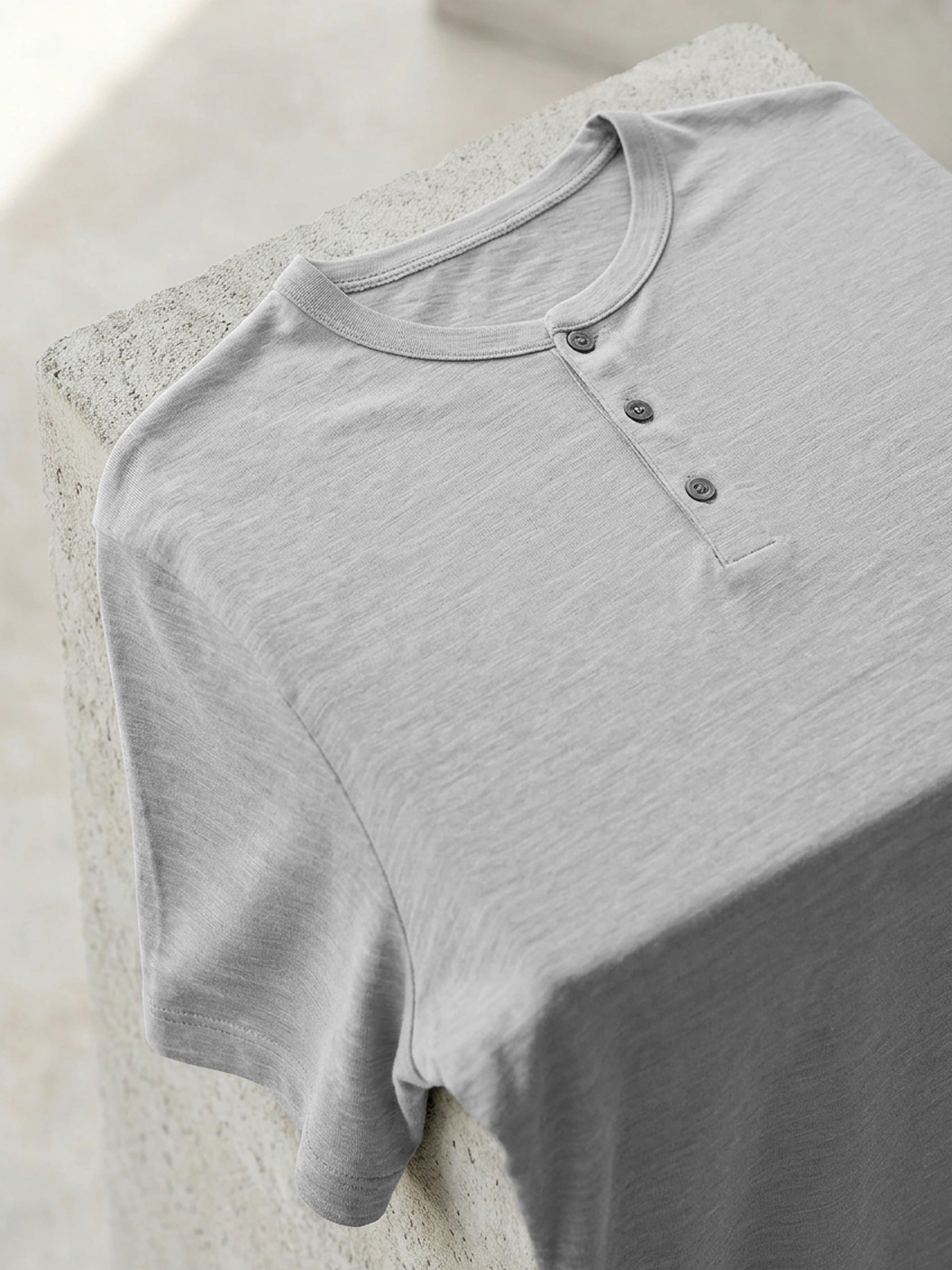 PERFORMANCE MERINO HENLEY Gris Clair