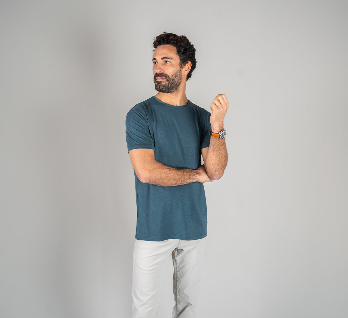 ACTION MERINO T-SHIRT Bleu Pétrole