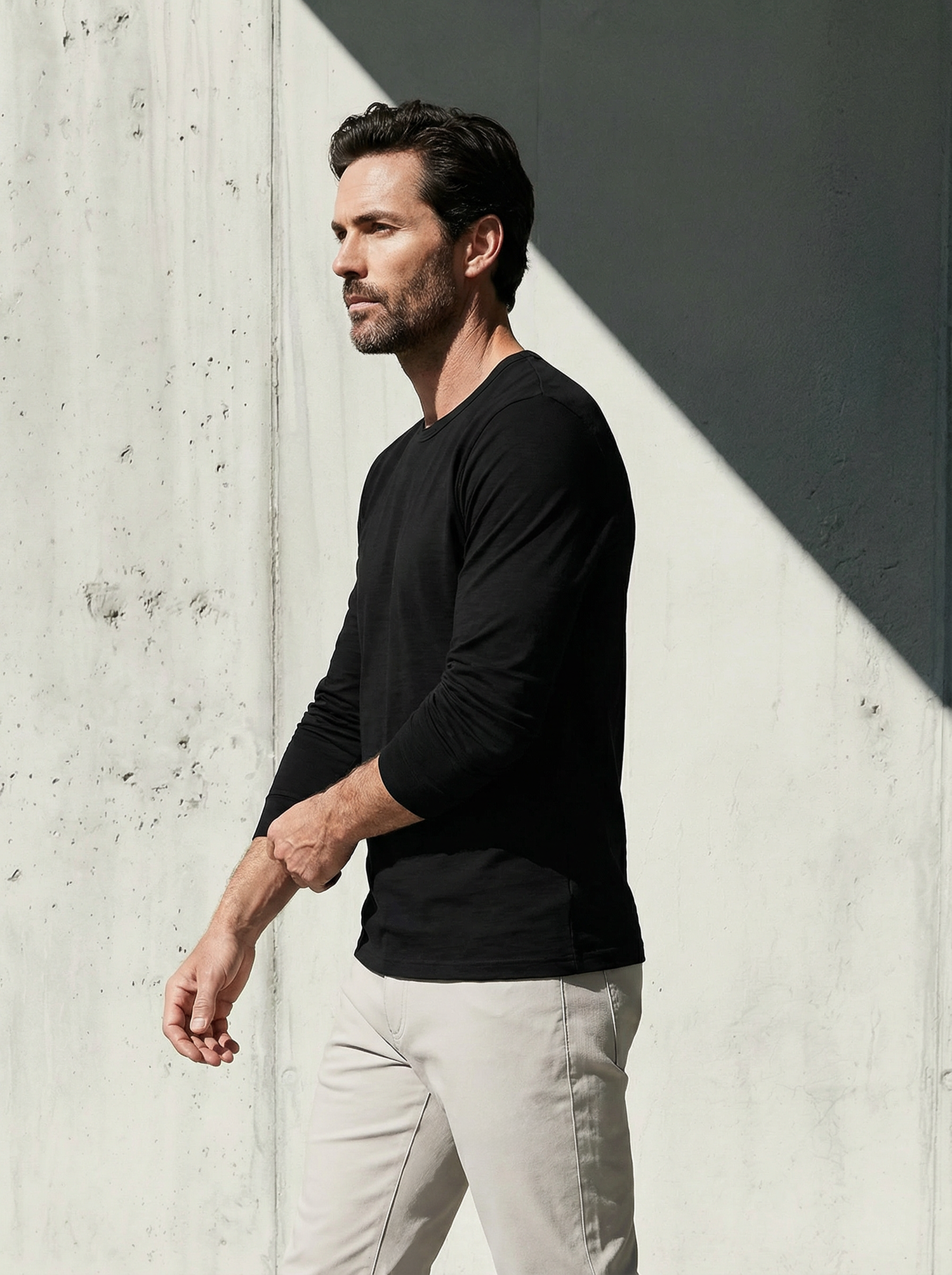 PURE MERINO LONG SLEEVES T-SHIRT Noir