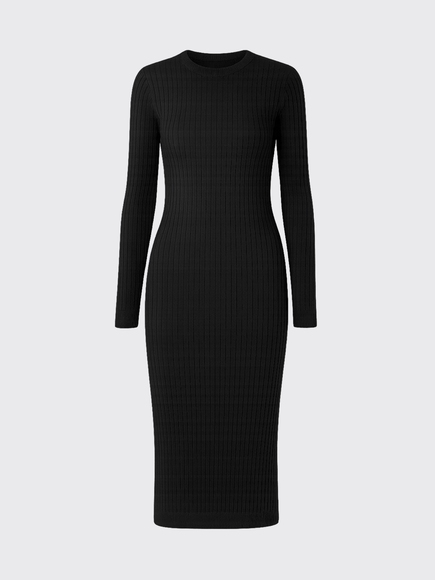 MERINO RIB DRESS Gris Anthracite