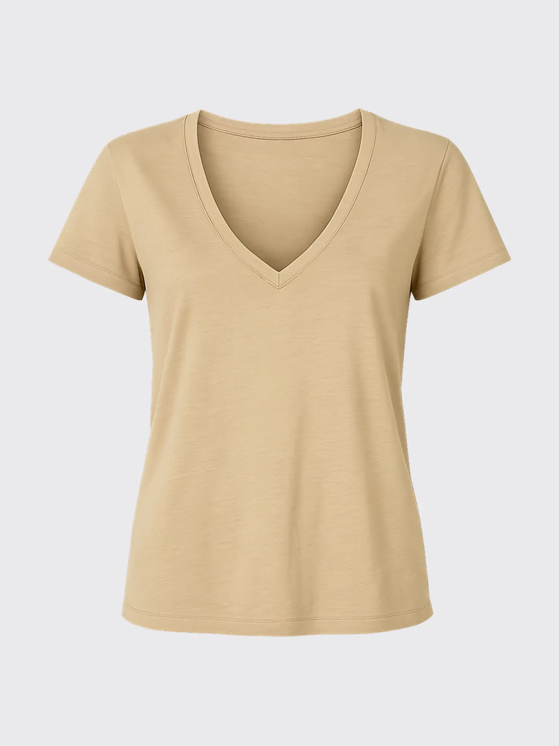 WOMAN MERINO V-NECK T-SHIRT Sable