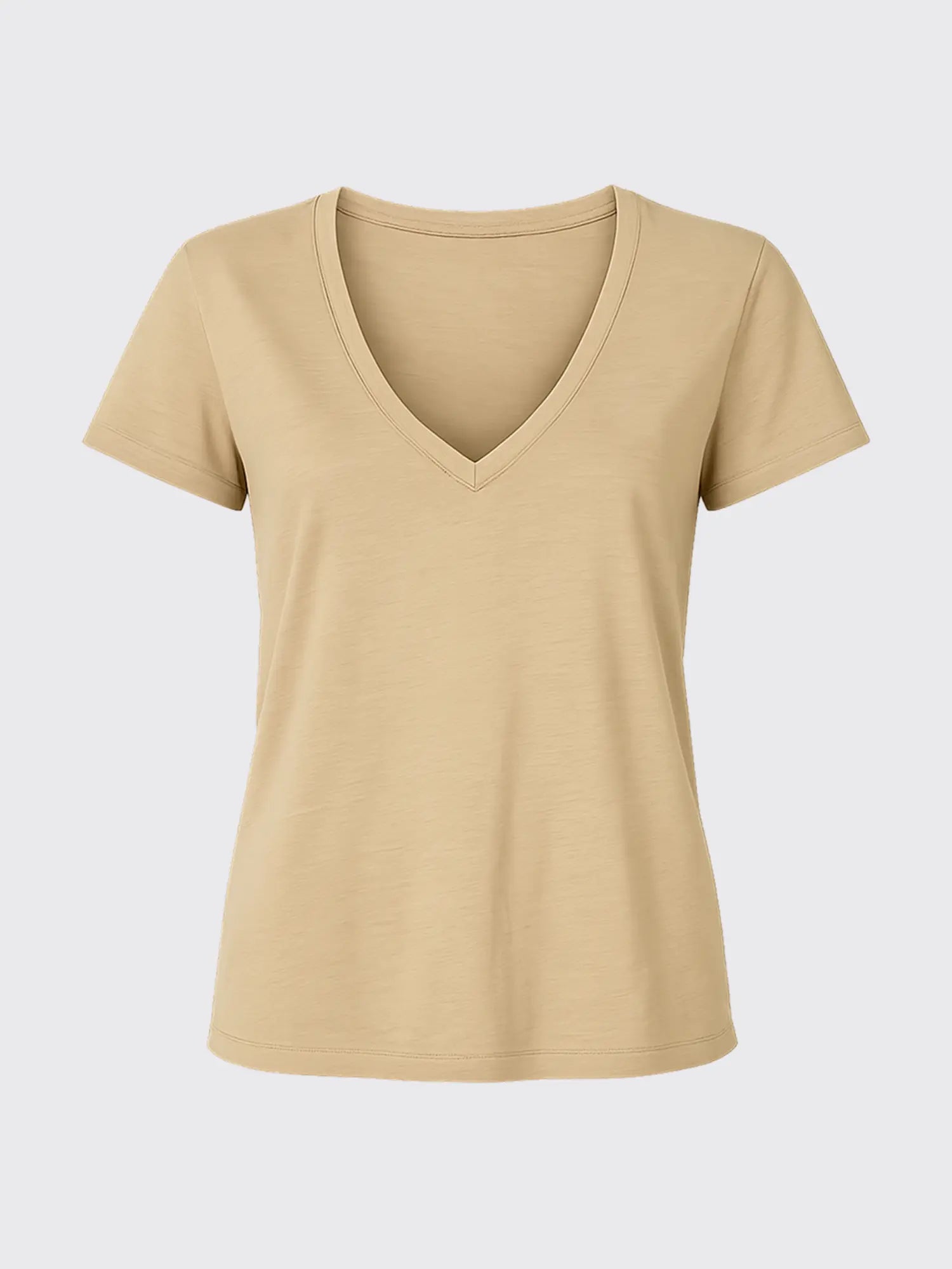 WOMAN MERINO V-NECK T-SHIRT Sable