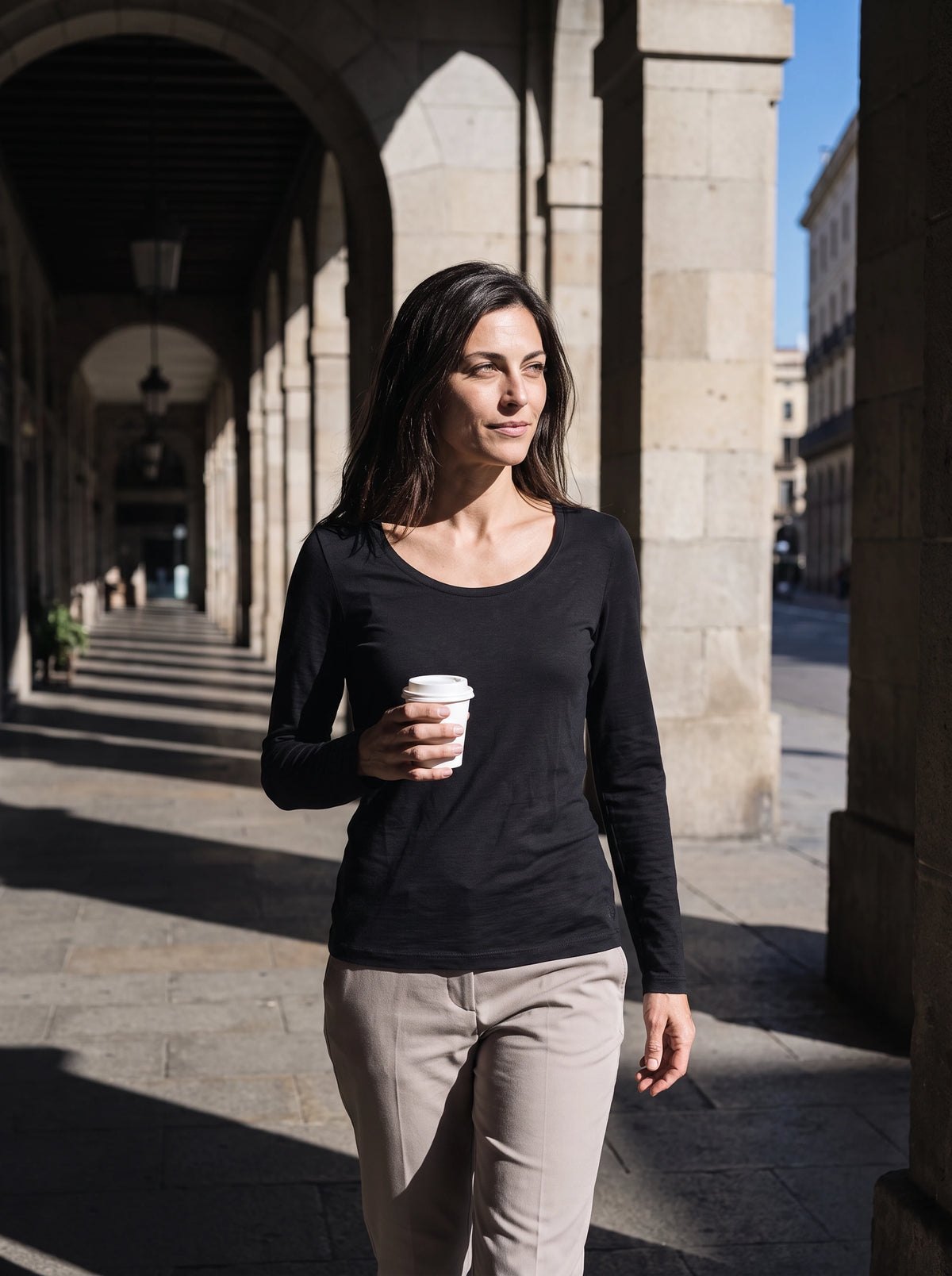 WOMAN CLOUD MERINO LONG SLEEVES T-SHIRT noir