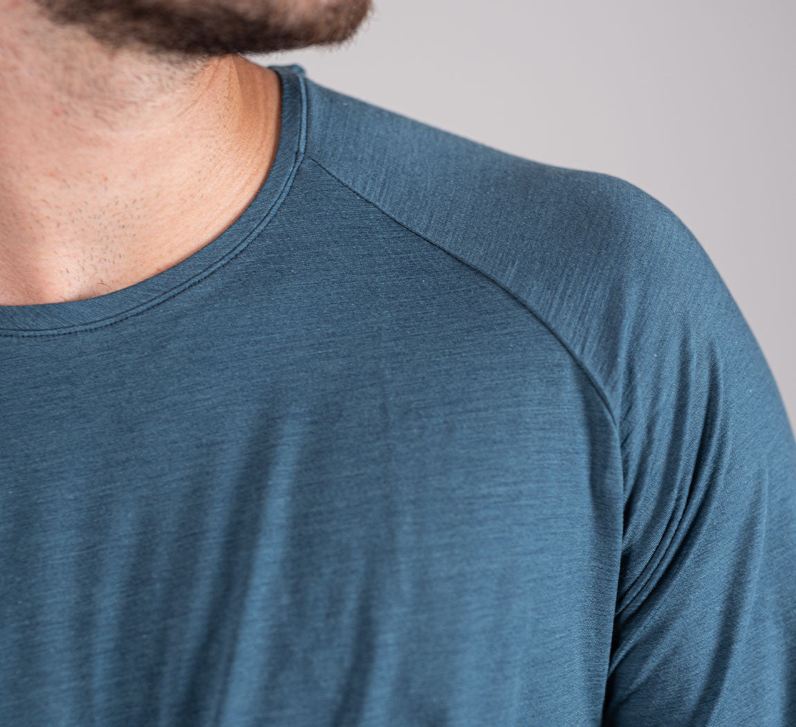 ACTION MERINO RAGLAN LONG SLEEVES Bleu Petrole