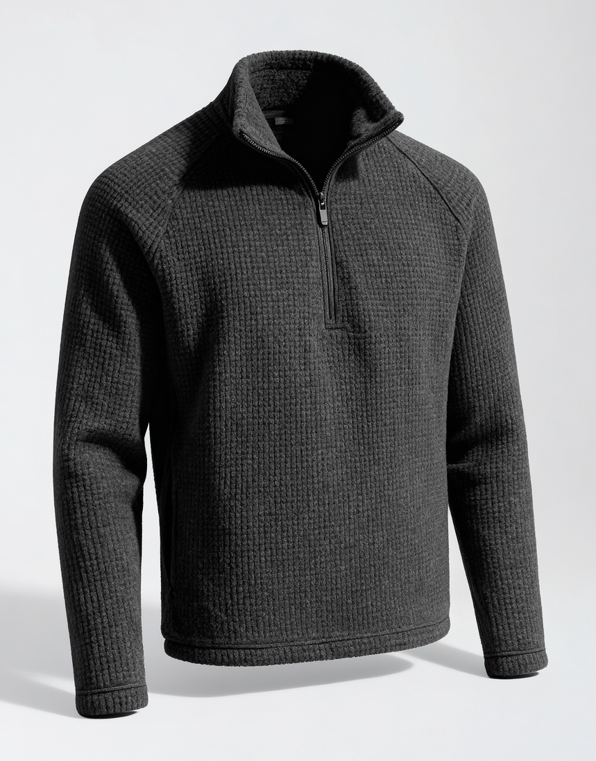 WAFFLE MERINO FLEECE Gris Anthracite