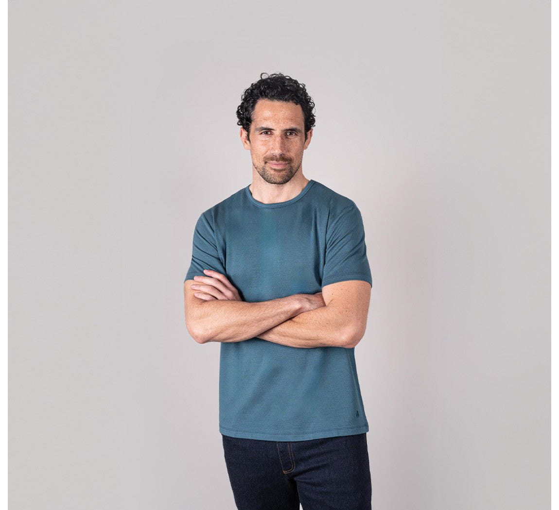 EVOLUTION MERINO T-SHIRT Bleu Petrole