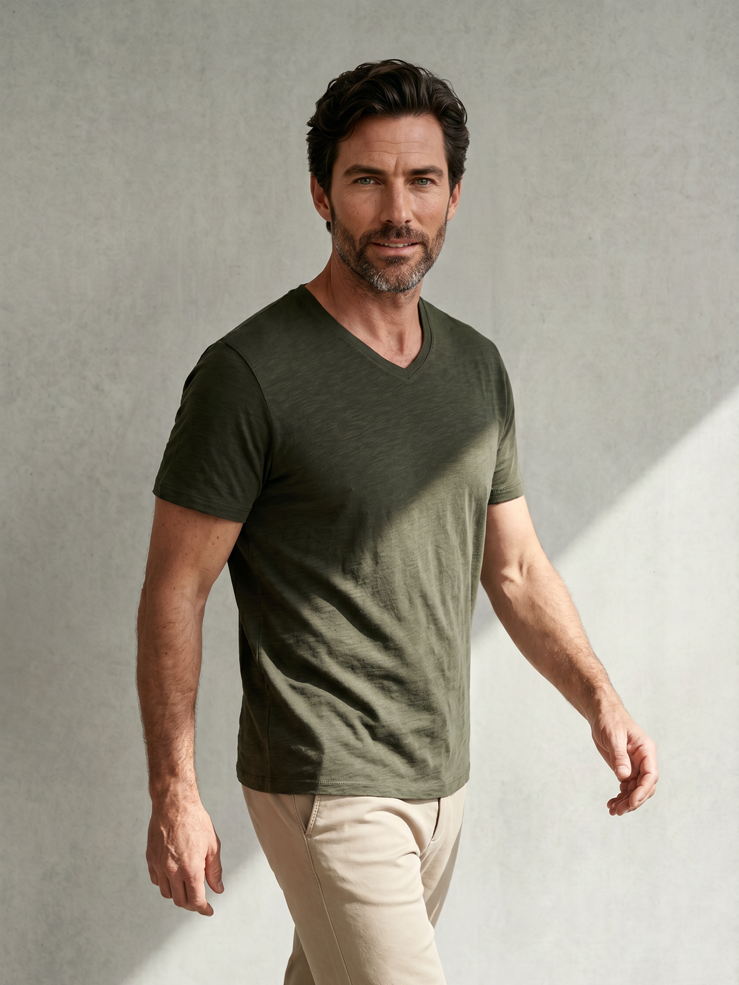 PERFORMANCE MERINO V-NECK Kaki