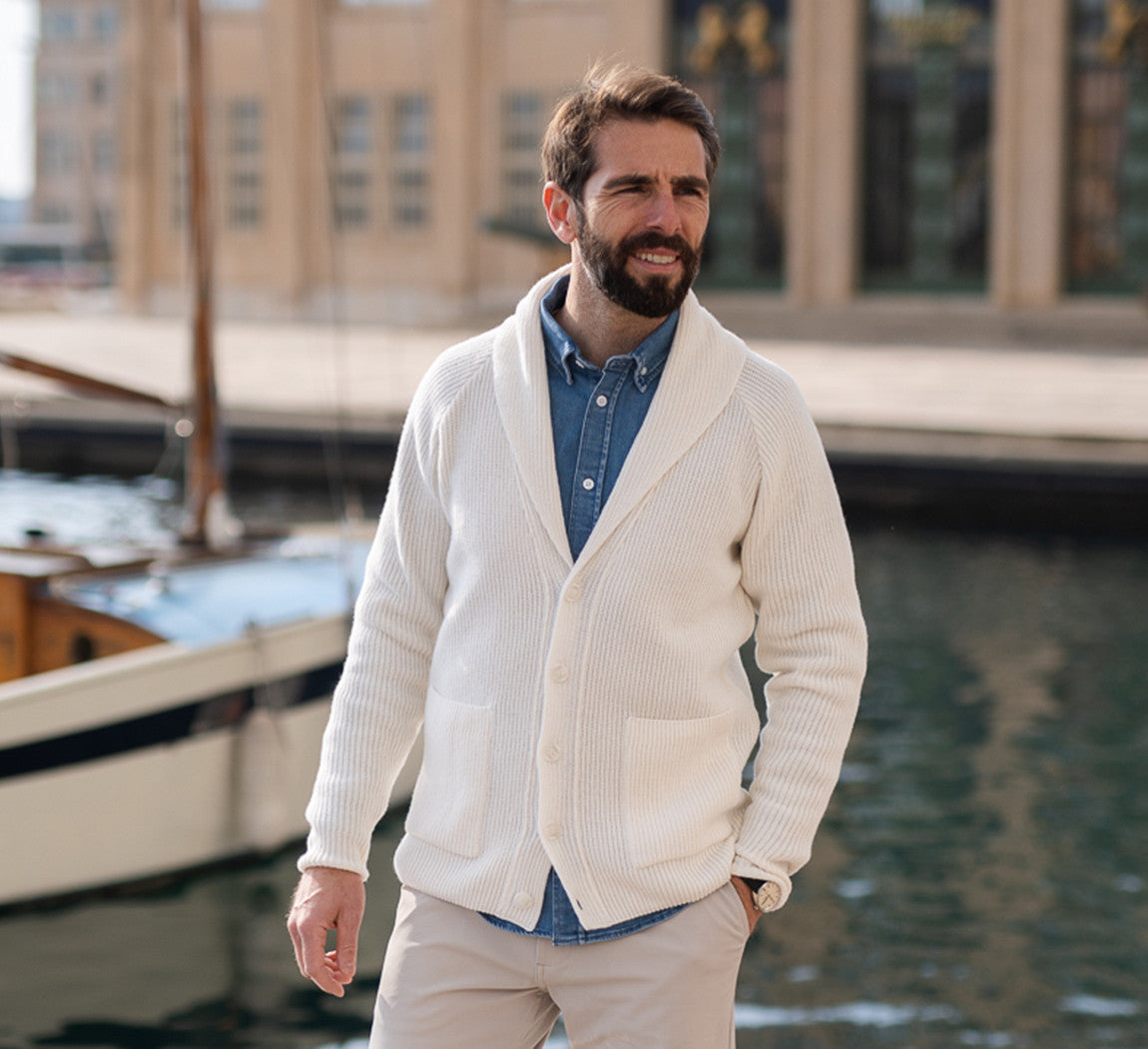 LAMBSWOOL CARDIGAN Blanc