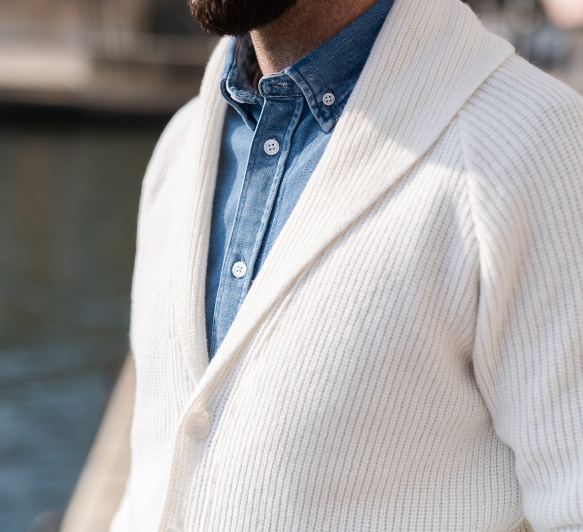 LAMBSWOOL CARDIGAN Blanc