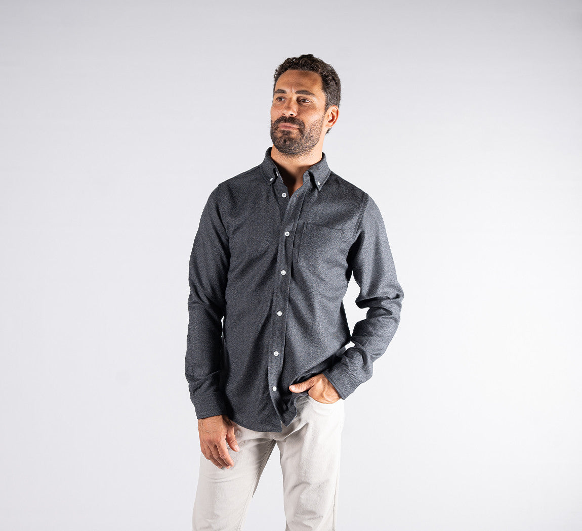 MERINO FLANNEL SHIRT Gris Anthracite