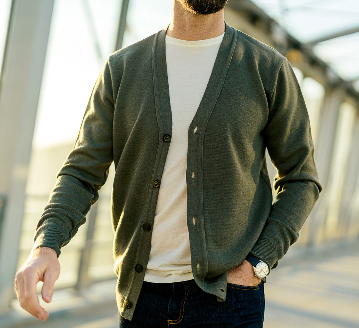 MERINO TENCEL CARDIGAN Kaki