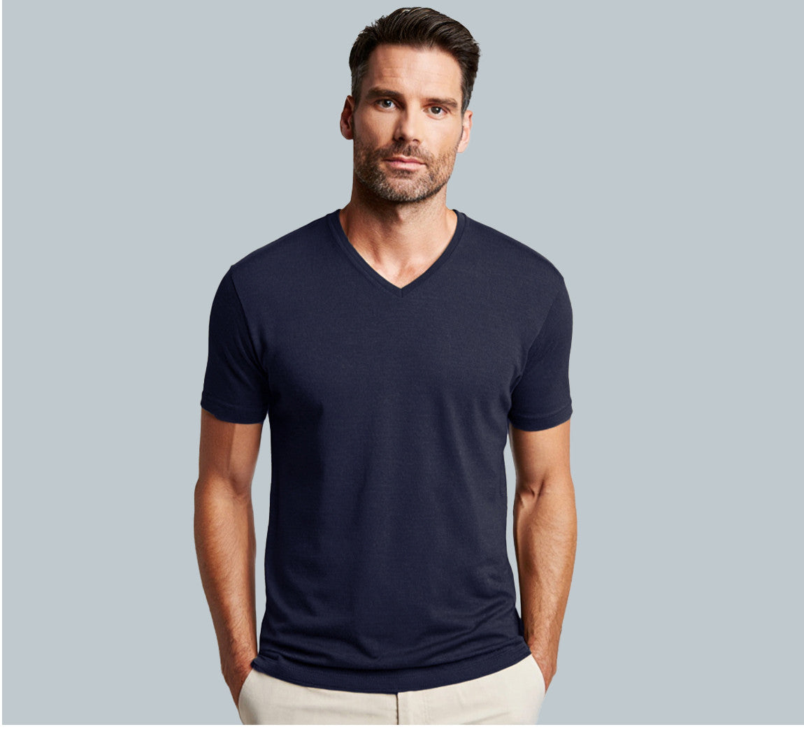 PERFORMANCE MERINO V-NECK Bleu Chic
