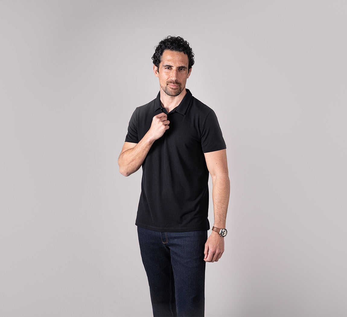 PIQUÉ MERINO POLO Noir