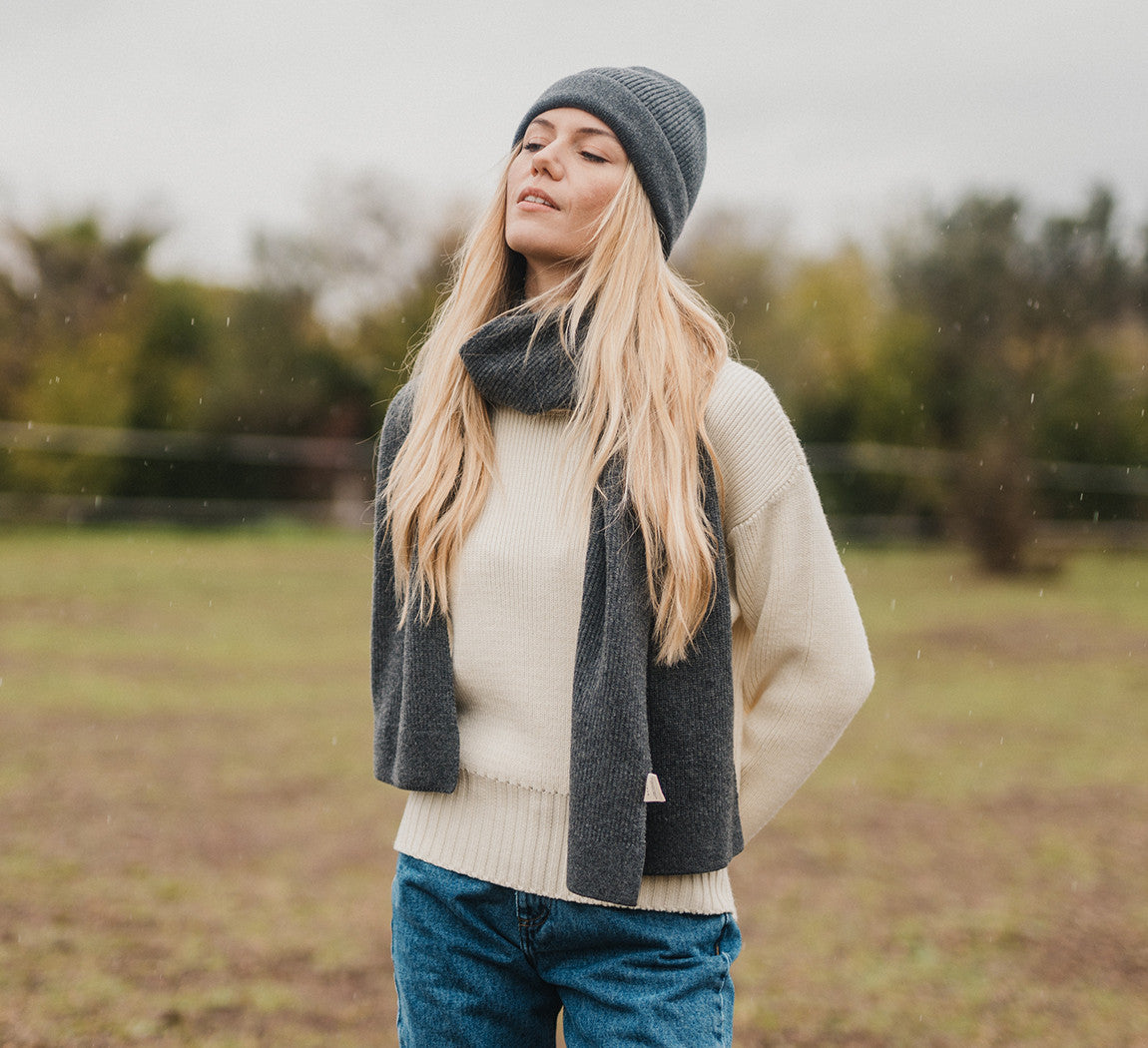 PREMIUM CASHMERE SCARF Gris Anthracite