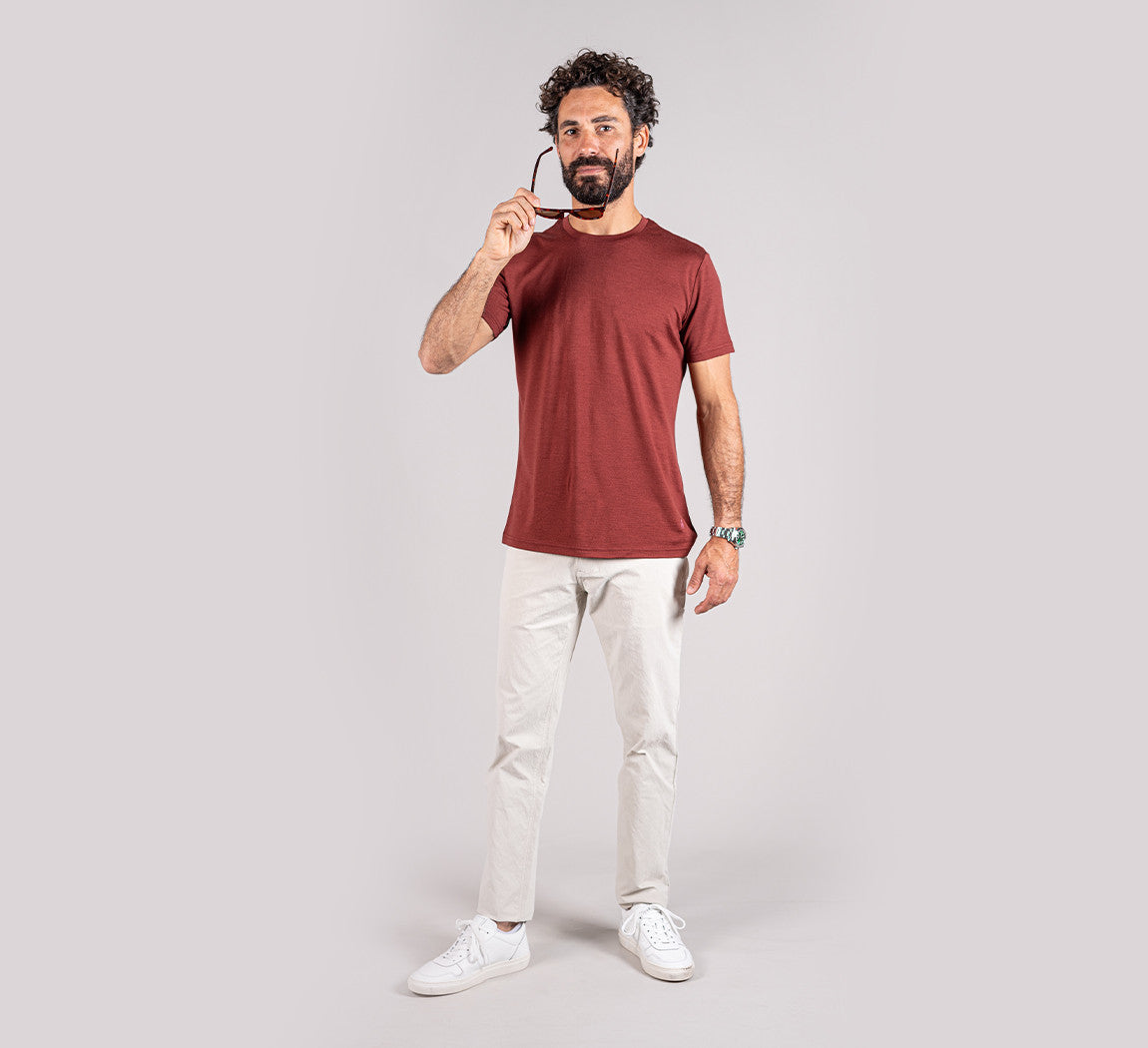 PREMIUM MERINO T-SHIRT Bordeaux
