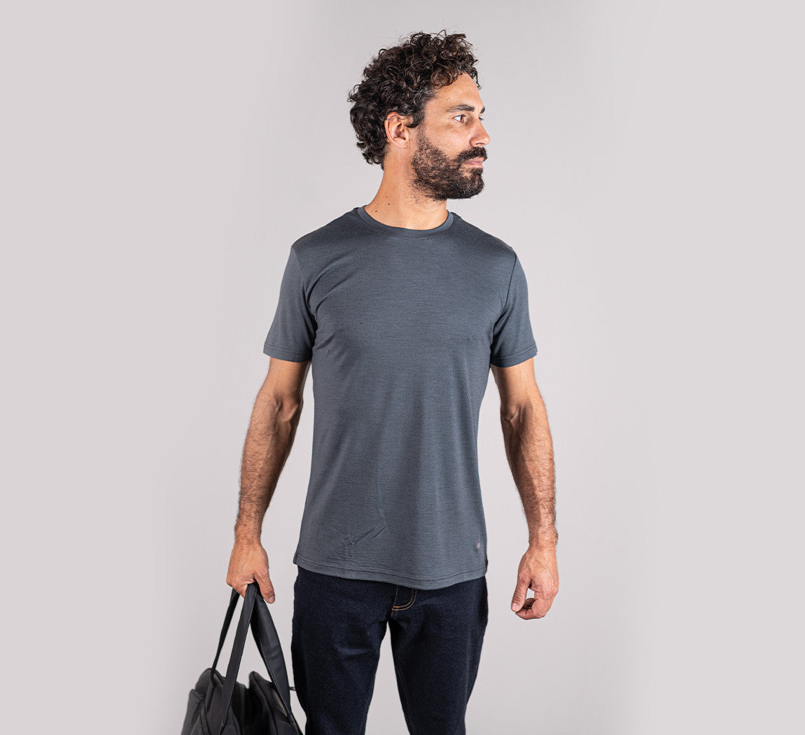 PREMIUM MERINO T-SHIRT Gris Anthracite