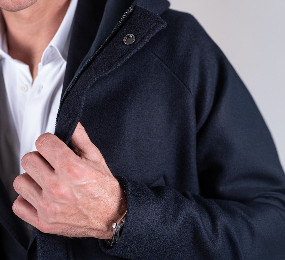 RECYCLED WOOL PARKA Bleu Chic