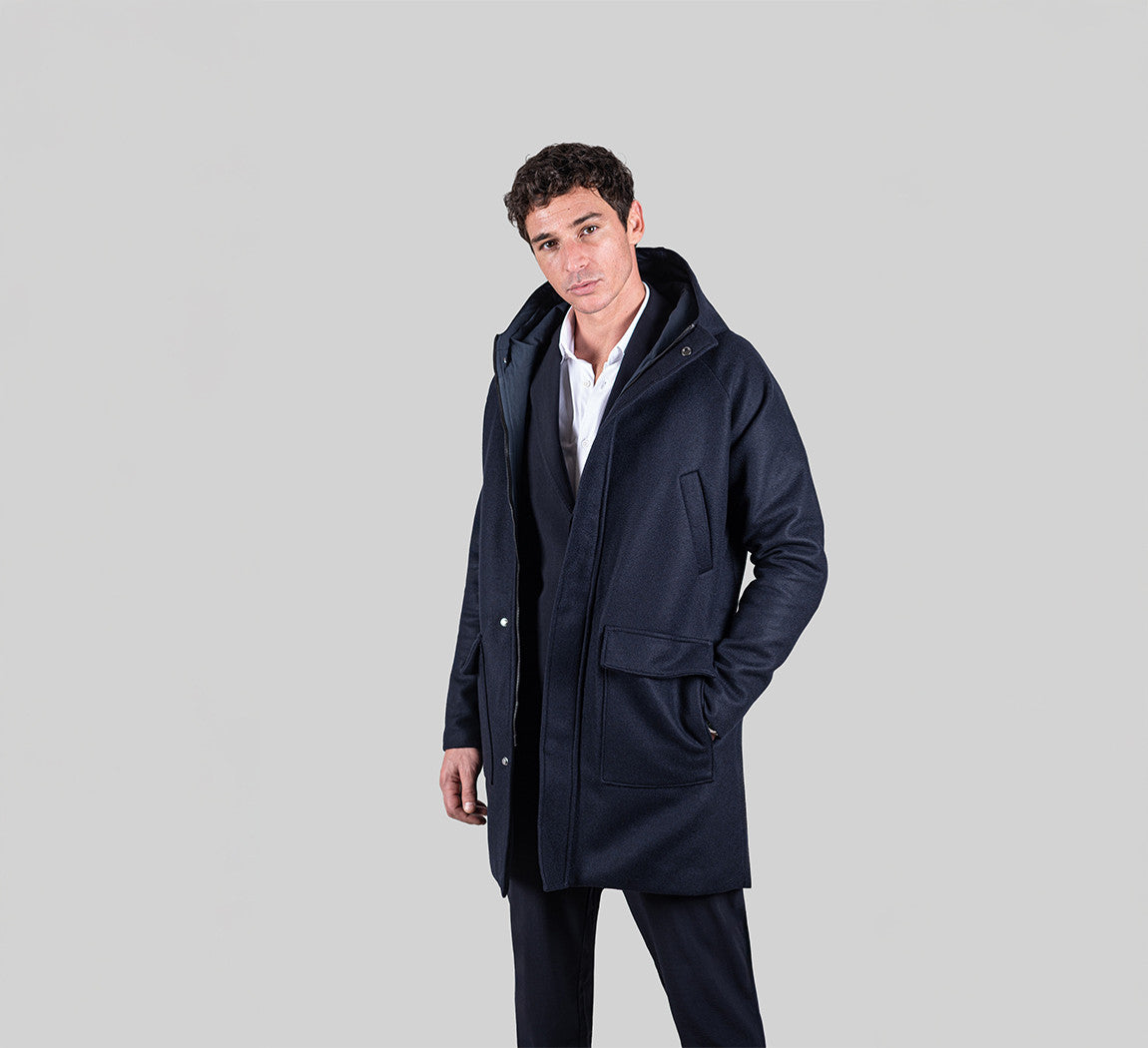 RECYCLED WOOL PARKA Bleu Chic