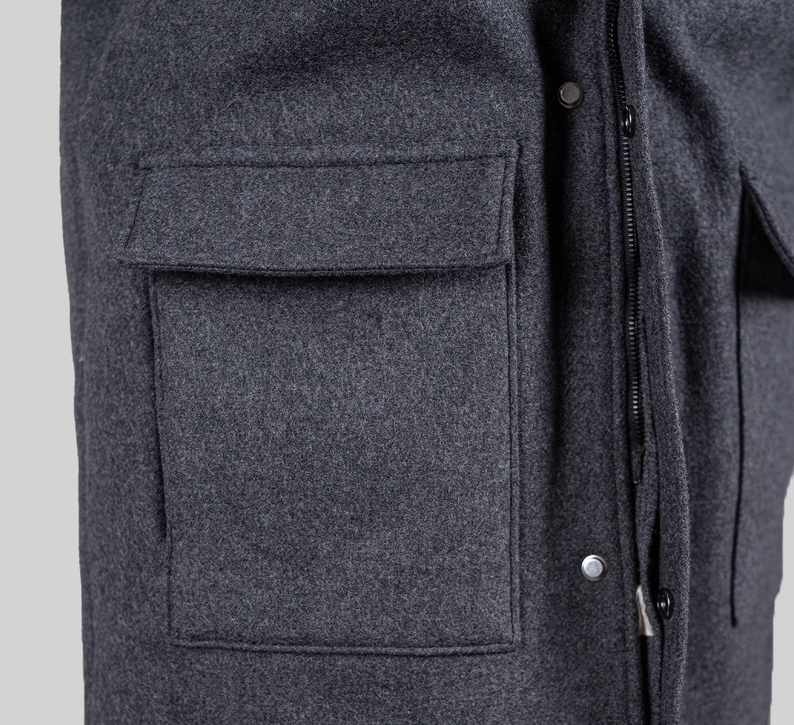 RECYCLED WOOL PARKA Gris Anthracite