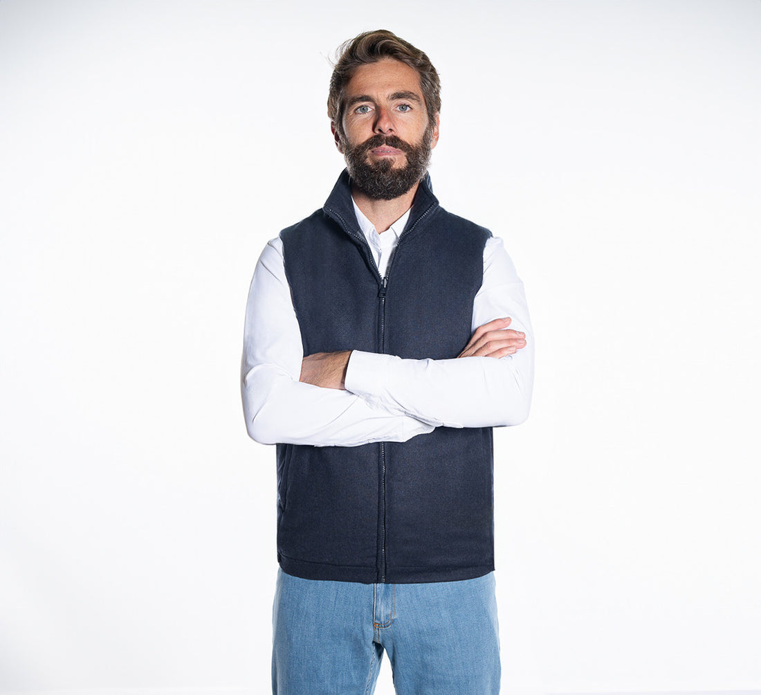 REVERSIBLE MERINO VEST Bleu Chic