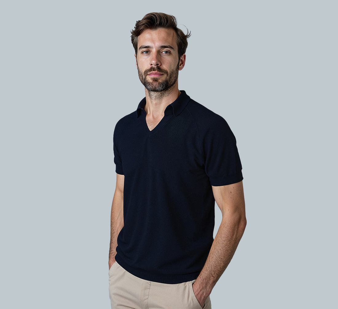 RIVIERA MERINO POLO Bleu Chic