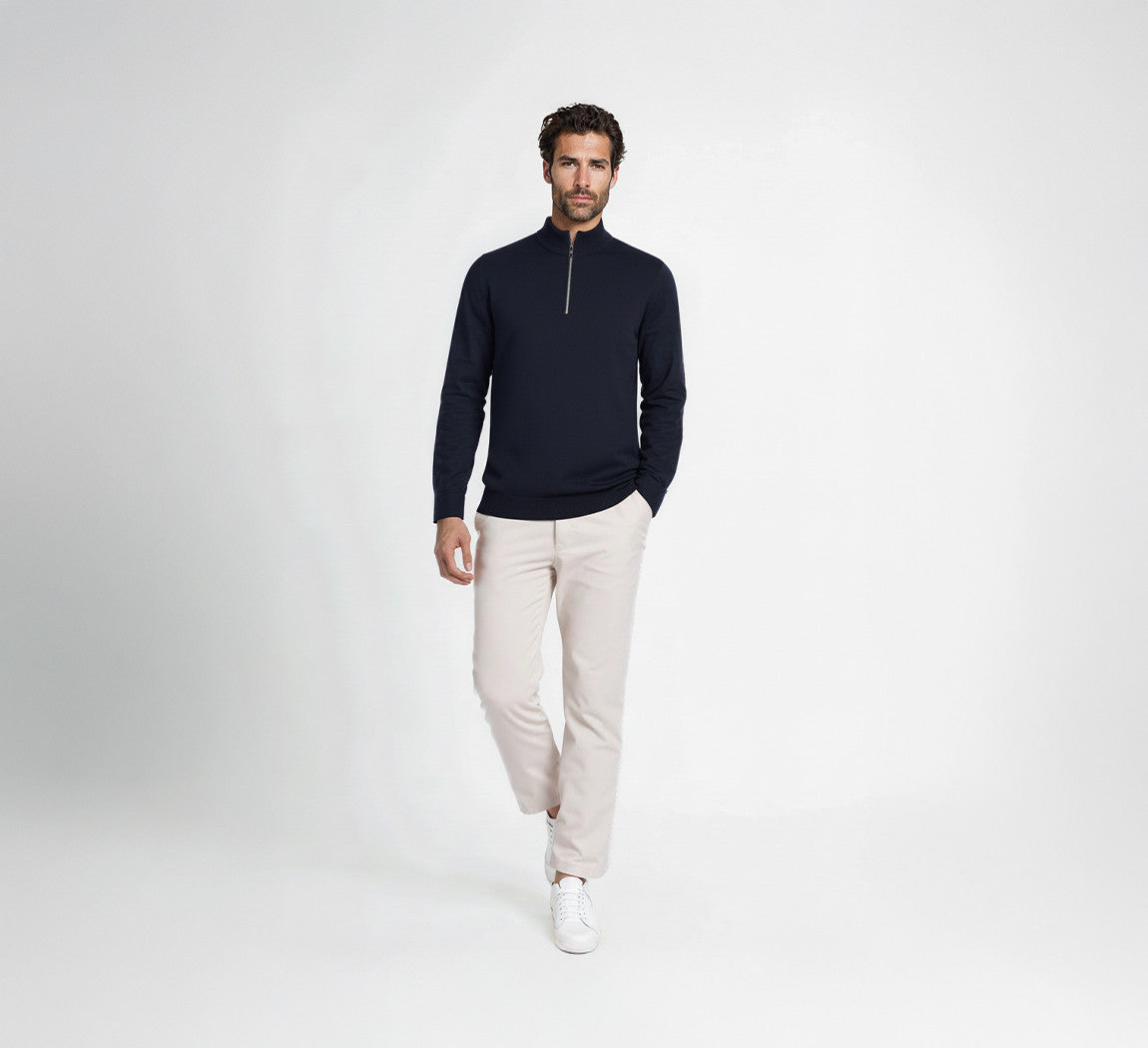 ULTRA MERINO ZIP PULLOVER Bleu Chic