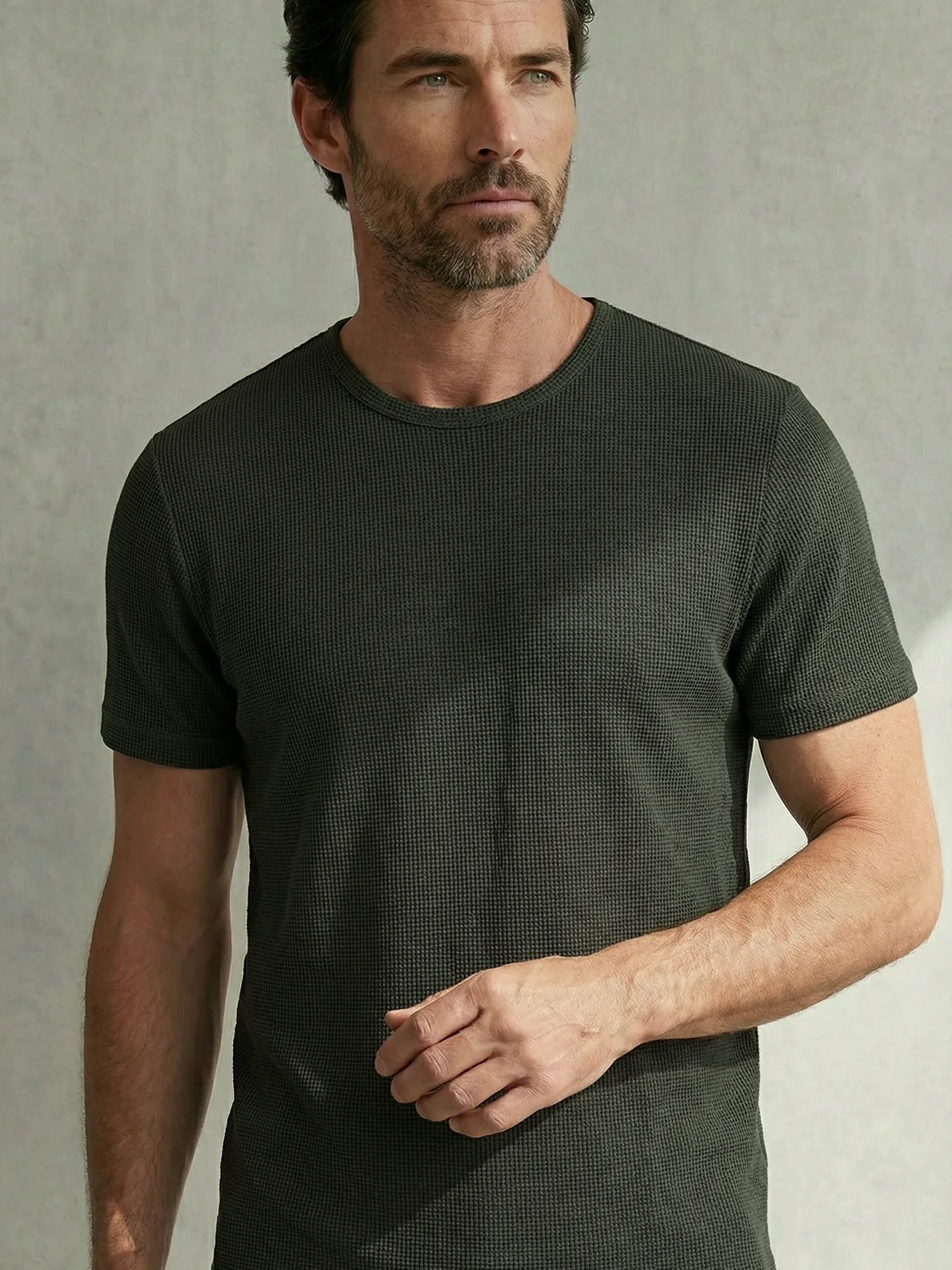 WAFFLE MERINO T-SHIRT Kaki