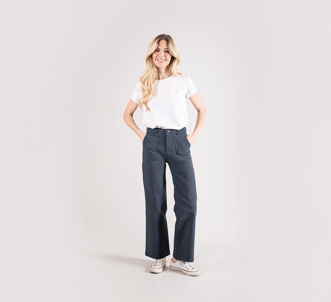 WOMAN CANVAS PANTS Bleu Gris