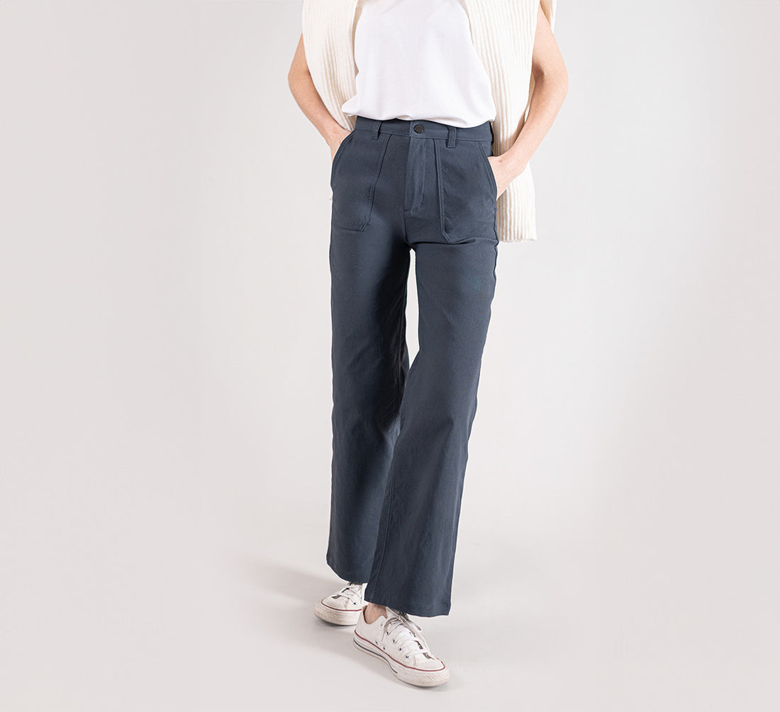 WOMAN CANVAS PANTS Bleu Gris