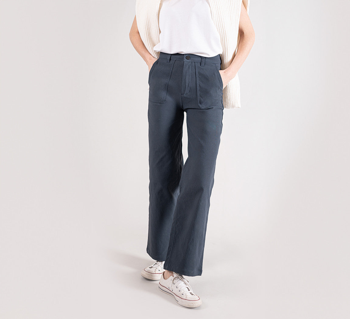 WOMAN CANVAS PANTS Bleu Gris