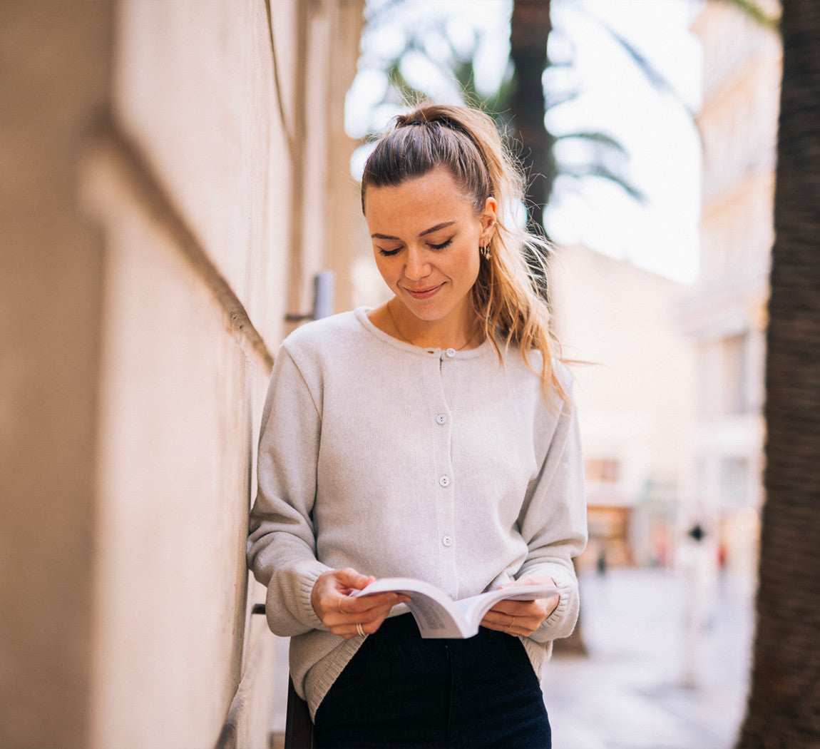 WOMAN LAMBSWOOL CARDIGAN Gris Clair