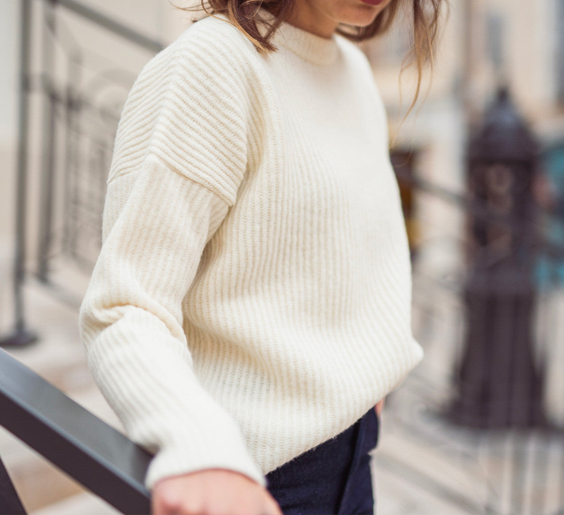 WOMAN LAMBSWOOL PULLOVER Blanc