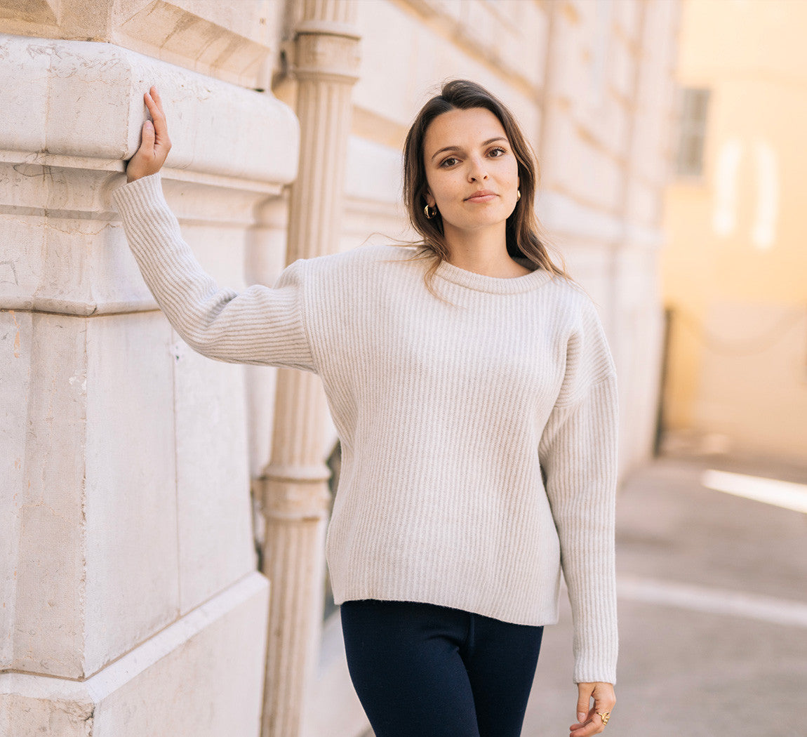 WOMAN LAMBSWOOL PULLOVER Gris Clair