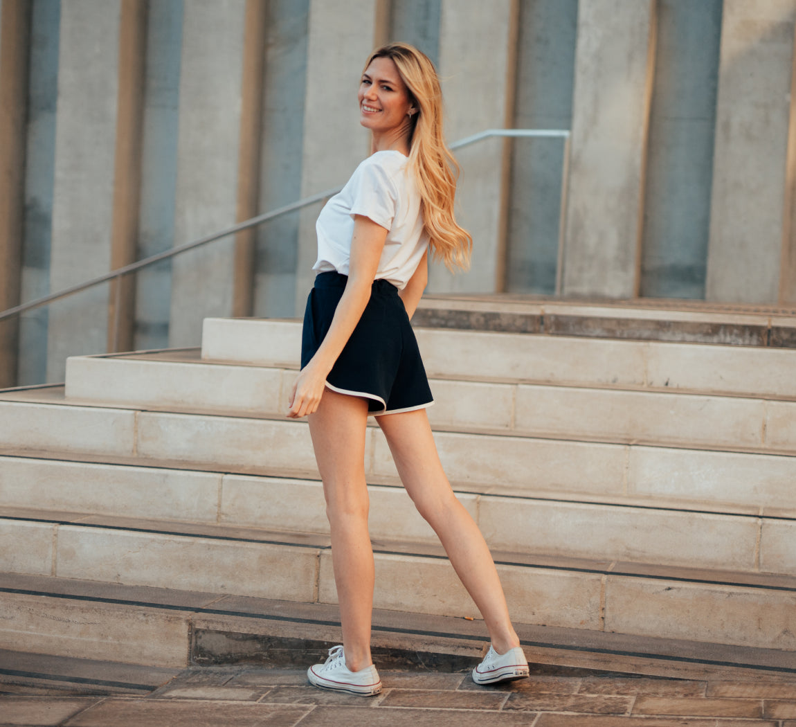 WOMAN MERINO TRACKSHORTS Bleu Chic