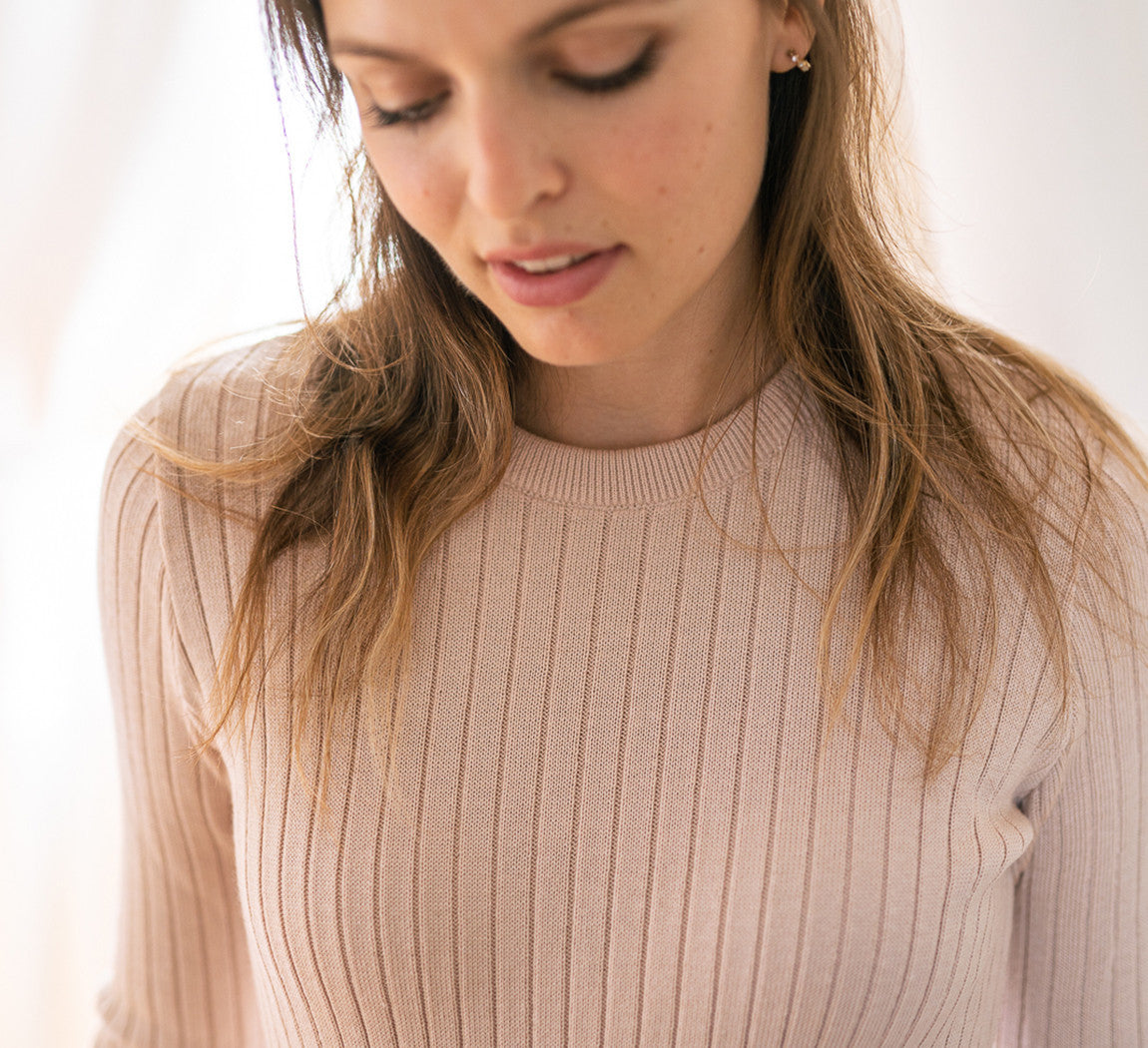 MERINO RIB DRESS Sable