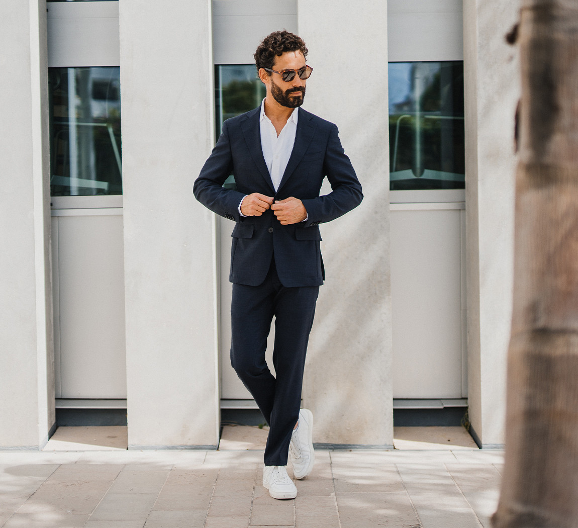 Montpellier Merino Stretch Slim Suit Pants in Charcoal | Hallensteins NZ