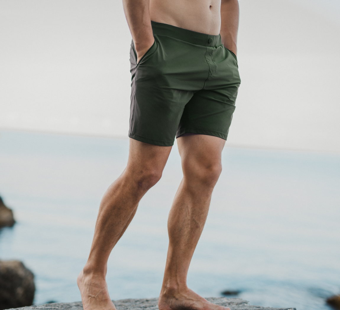 MAILLOT DE BAIN Short de bain slim pour homme avec poches zippées Maillot à  séchage rapide sport Grise