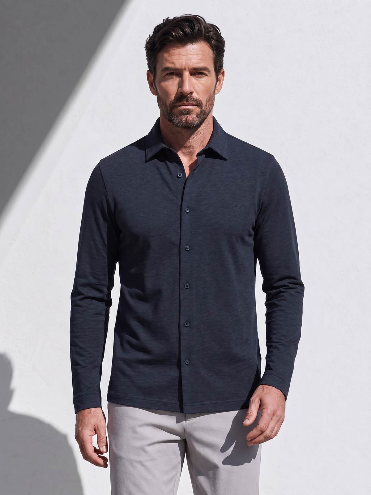MERINO JERSEY SHIRT bleu chic 