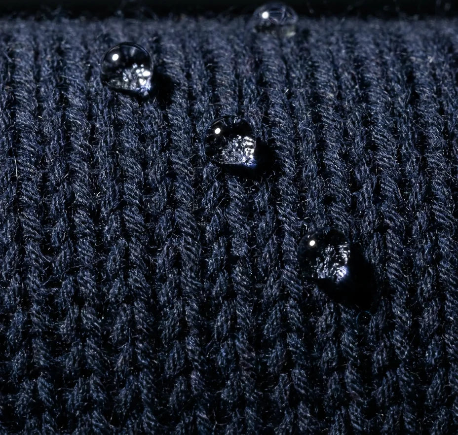 Macrophotographie d'une maille jersey mérinos
