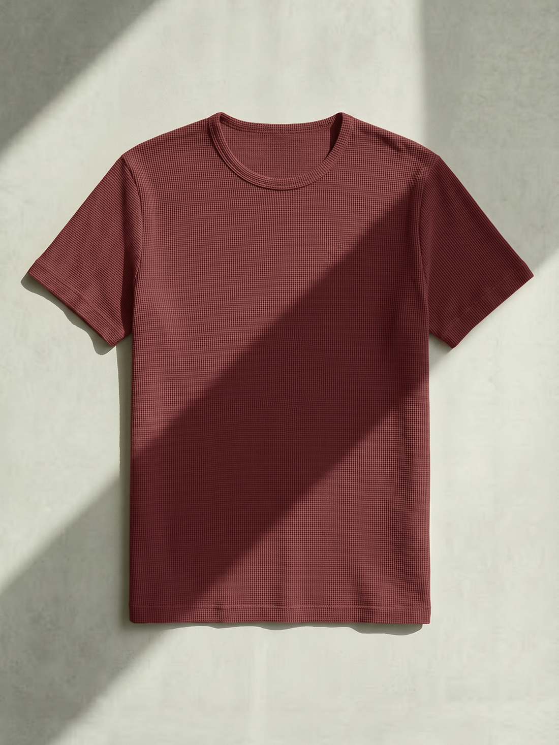 WAFFLE MERINO T-SHIRT Bordeaux  