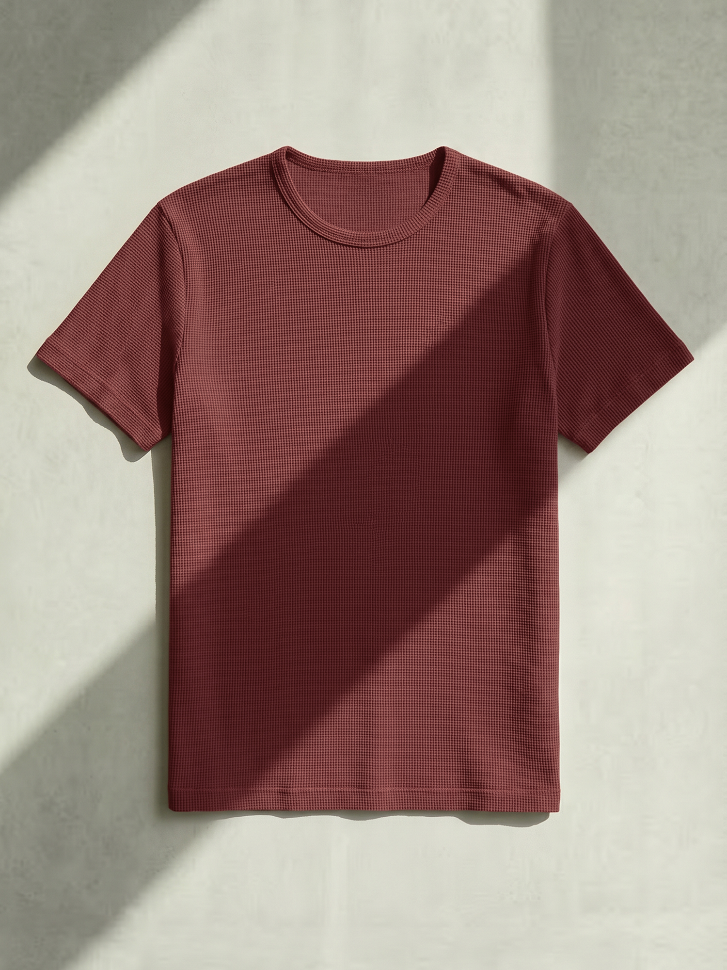 WAFFLE MERINO T-SHIRT Bordeaux  