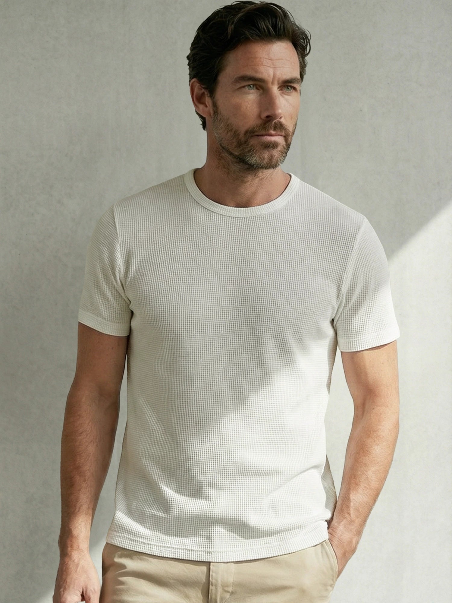 WAFFLE MERINO T-SHIRT Ivoire  