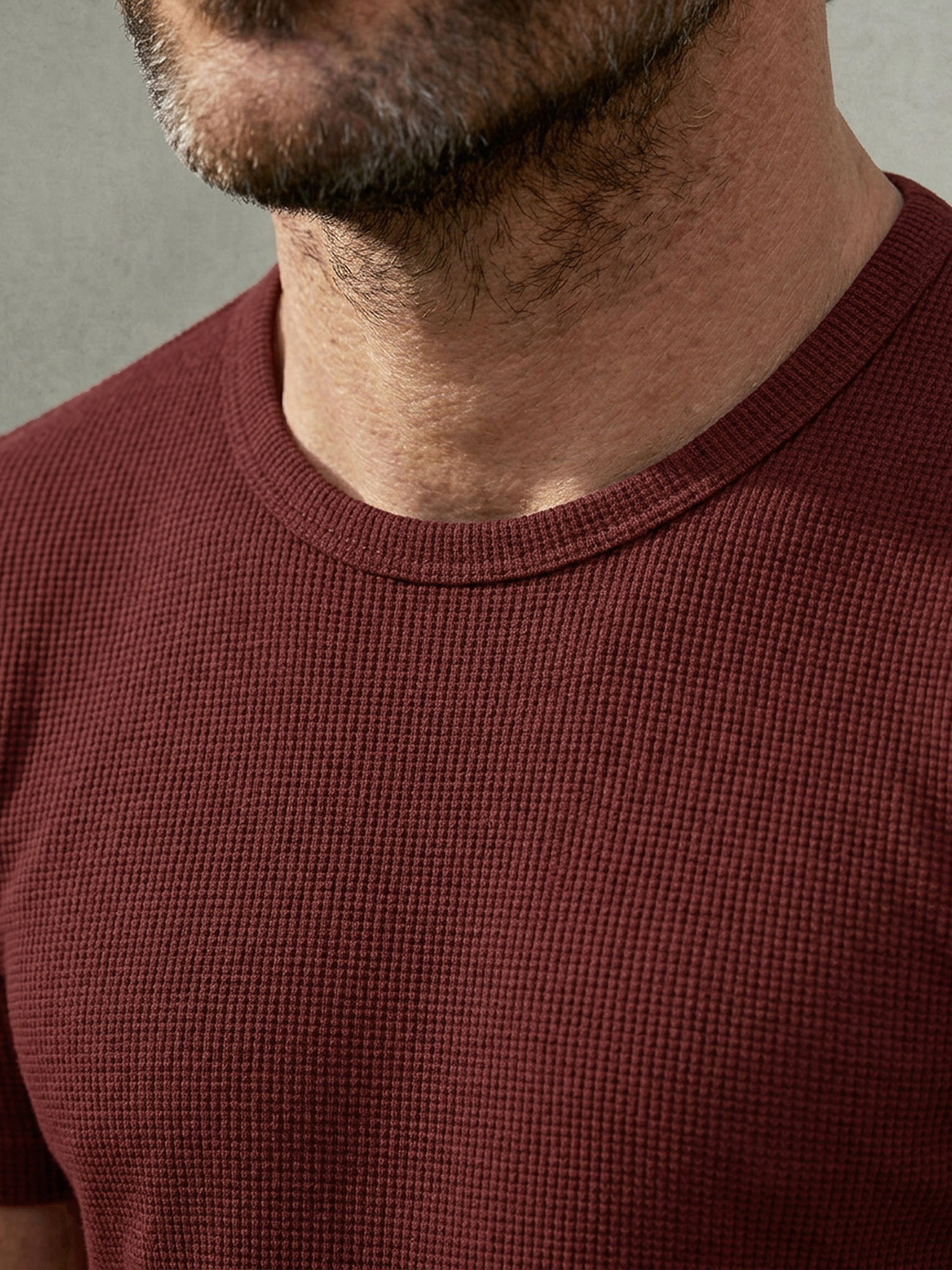 WAFFLE MERINO T-SHIRT Bordeaux  