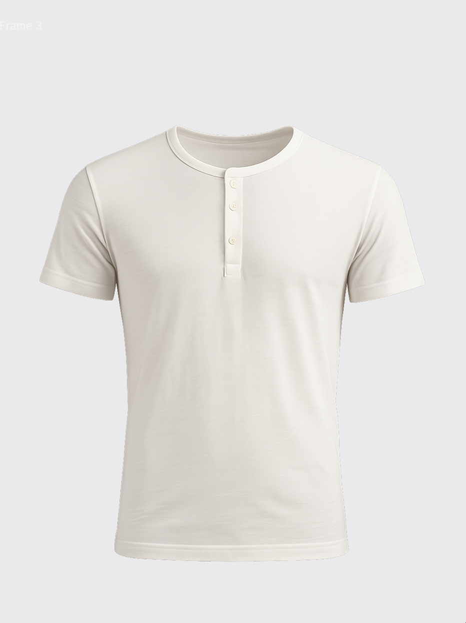 PERFORMANCE MERINO HENLEY Ivoire 
