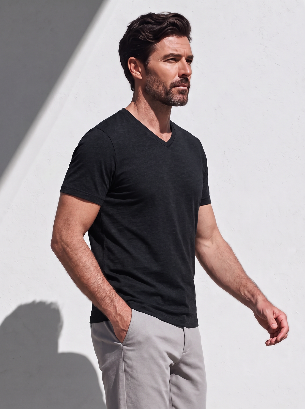 PERFORMANCE MERINO V-NECK noir 