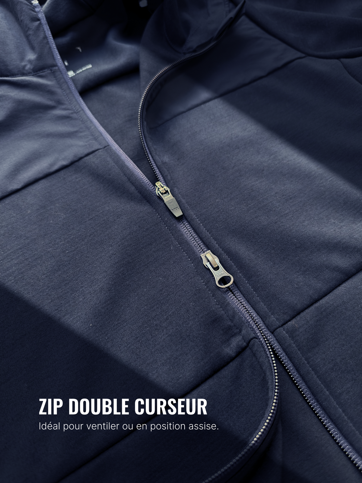 360 MERINO HOODIE Bleu chic  